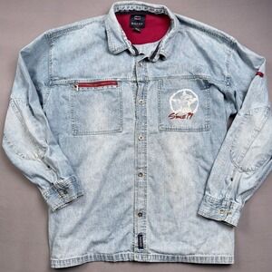 Bugle Boy Jean Company Denim Shirt Long Sleeve‎ 2XL Star Since 77 Pocket
